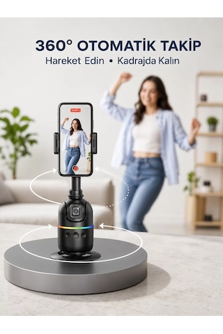 Hepsi Yapay Zeka Destekli Yüz Takip Özellikli 360 Derece Dönen Masaüstü Telefon Sabitleyici Yeni Nesil Najmaddin