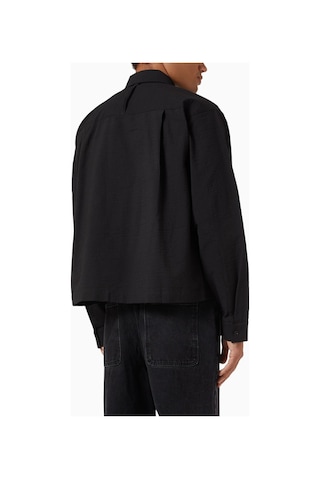 About Blank Seersucker Linen Blend Overshirt Erkek Ceket Siyah