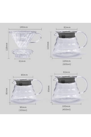 Pazly Isıya Dayanıklı El Yapımı Cam Kahve Demliği - 350ml-600ml İçin Ev Ve Ofis Kullanımı