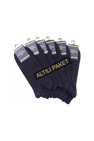 Starbattal Erkek Büyük Beden Bambu Dikişsiz Altılı Paket Patik Çorap 11903 SIYAH - Siyah