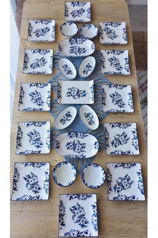 Yasmin Desen 12 Kişilik Kahvaltı Takımı Mavi