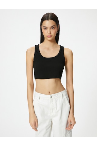 Koton Crop Atlet Kalın Askılı U Yaka Fitilli Siyah 4sak10007ek 4SAK10007EK999 Siyah