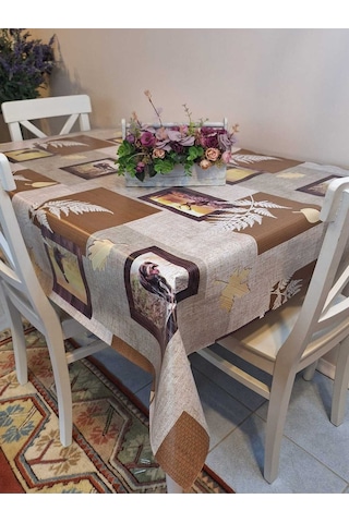 Elyaflı Pvc Masa Örtüsü Modern, Dayanıklı, Silinebilir Ve Şık Görünüm Mrl221 Kahverengi