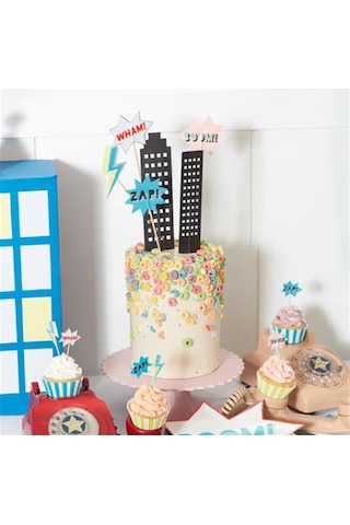 Meri Meri - Superhero Cake Topper - Süper Kahraman Pasta Süsü Tüm Yaşlar
