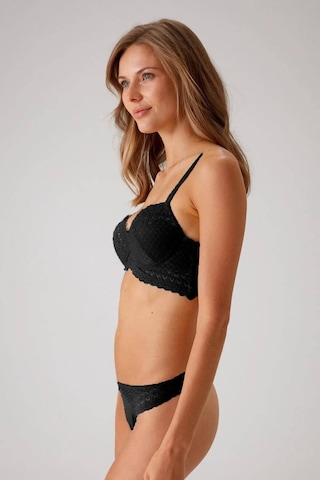 Pierre Cardin Dantelli Push Up Sütyen Takım Siyah
