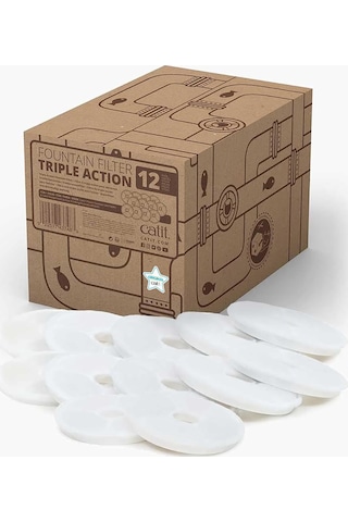 Catit Triple Action Filtre, 3 Kat Etkili Yedek Filtre, Çeşme Filtresi, 12&apos Li Paket