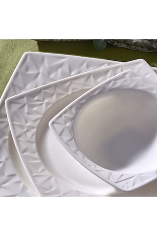 Güral Porselen - Vivente 24 Parça 6 Kişilik Bone Yemek Takımı