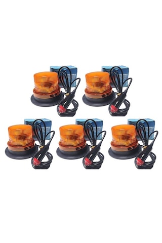 5 Adet Çakarlı Tepe Lambası 3 Modlu Çakmak Fişli Mıknatıslı 8-110v