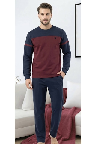 Erse %100 Pamuklu Üç İplik Erkek Eşofman-pijama Takımı - 9016541379339 Lacivert