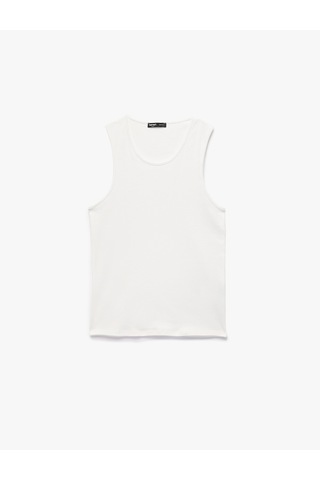 Koton Pamuklu Kolsuz Bisiklet Yaka Slim Fit Atlet Beyaz 6sam30006mk
