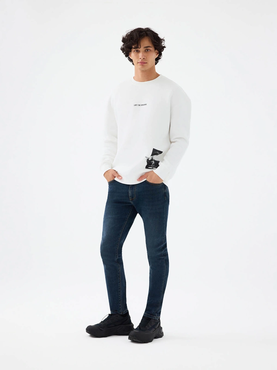 Loft Oversize Fit Beyaz Erkek Sweatshirt Lf2041434 Beyaz