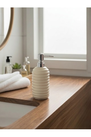 350 Ml Seramik Sıvı Sabunluk Modern Banyo Ve Mutfak İçin Şık Tasarımlı Sıvı Sabun Dispenseri Krem