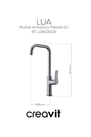 Creavit Lua Şelale Mutfak Armatürü Metalik Gri Bt.lu8500gr