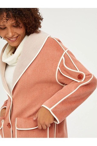 Faik Sönmez Oversize Midi Kaban - Minimalist Tasarım Somon