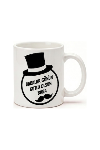 Babalar Günün Kutlu Olsun Yazılı Kupa Bardak - Baskılı Seramik Hediye Kupa Bardak Çok Renkli