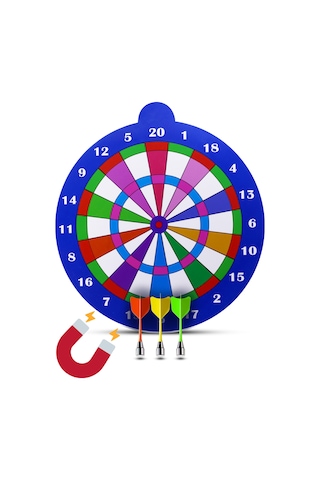 Mıknatıslı Dart Seti Mini Boy Dart Oyunu Duvara Zarar Vermeyen İğnesiz Dart Atma 3 Oklu Çap: 28 Cm