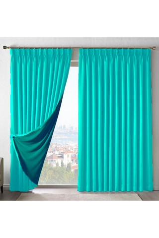 Dauble Blackut Karartma Perde Tek Kanat 1x2 Amerikan Pileli Fon Perde Mint