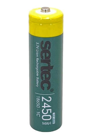 Sertec 18650 1c Şarjlı Pil 2450mah Çıkıntılı Başlıklı Fener Pili 3.7v Li-ion