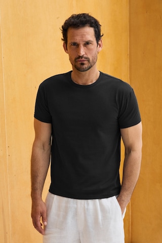 Grımelange Prımor Erkek Yumuşak Ve Esnek Kumaşlı Organik Pamuklu Yuvarlak Yakalı Siyah T-shirt