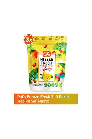 Pol's Freeze Fresh Mango 20 Gr X3 Adet Freeze Dry Dondurularak Kurutulmuş Meyve 20 G
