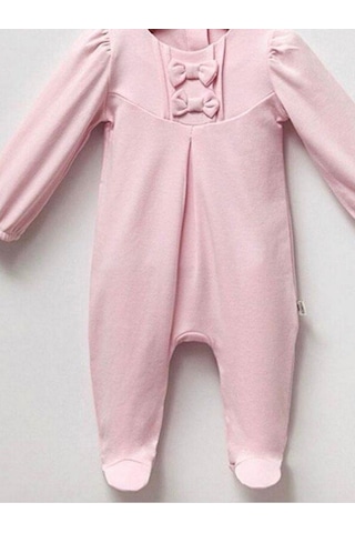 Kız Bebek Şapkalı Fiyonklu Tulum-15128 Pudra