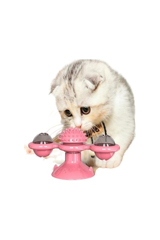 Biishe Pet Malzemeleri Vantuzlu Fırıldak Toplu Dönen Şeffaf Depo Tasarım İnteraktif Kedi Oyuncağı