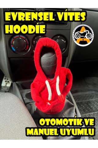 Akgüneş Motogaraj Kırmızı Vites Kılıfı Hoodie Universal Manuel Otomatik Araç Ve Kamyon Uyumlu Yerli Üretim A Kalite Vites Koruyucu