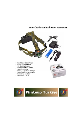 Profesyonel Kamp Avcı Balıkçı Deprem Güçlü Işık 3 Modlu Şarjlı Sensörlü Kafa Lambası Çok Renkli