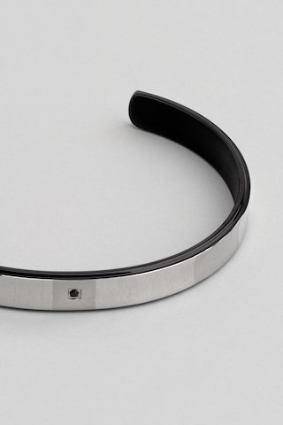 So Chic Siyah Taş Detaylı Çelik Erkek Kelepçe Bileklik Çelik