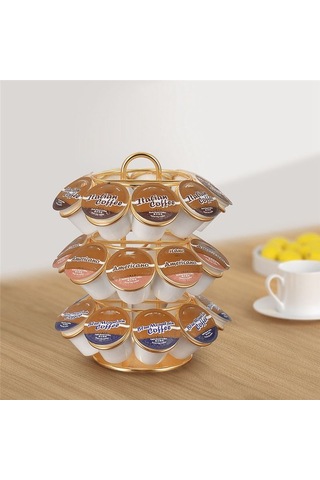 Xurunkeji 27 Kart Pozisyonlu Pod Karusel Tutucu - Keurig Pod İçin 360 Derece Dönebilen Metal Kahve Pod Düzenleyici Altın