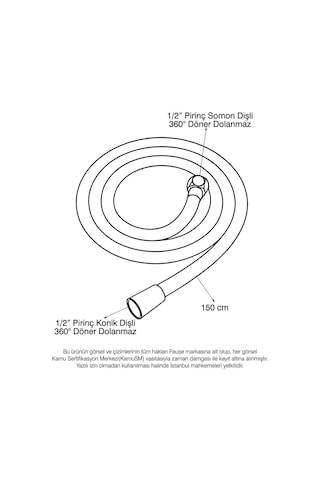 Fause Pvc Silver Duş Hortumu 150 Cm Pirinç Somon Kdh103 Gümüş