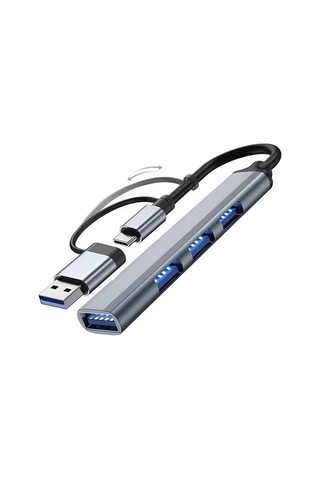 2'si 1 Arada Usb 3.0 Hub, 4 Port Type-c Usb 3.0 Hub, Macbook Uyumlu