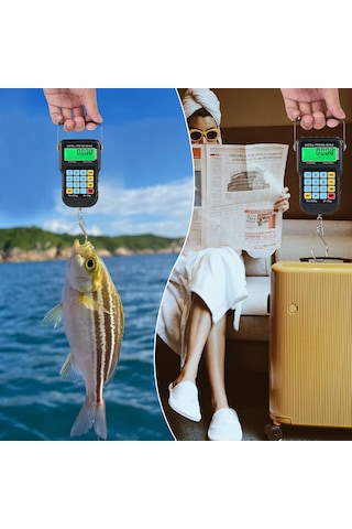 110lb/50kg Balık Terazisi Arkadan Aydınlatmalı Lcd Taşınabilir Elektronik Kanca Ölçek Avcılık İçin Ölçüm Bandı Cetveli İle Balıkçılık