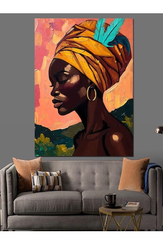 Ahşap Tablo Afrikalı Kadın Renkli Profil