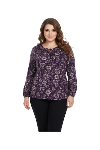 Wearon Kadın Yumoş Yaka Bağcıklı Modelli Bluz Bgl-st05137 Mürdüm