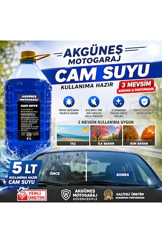 5 Lt Kullanıma Hazır Cam Suyu 3 Mevsim Böcek Ve Kuş Boku Lekesi Temizleyici