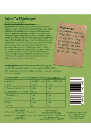 Vıtleaf Vegan Köftelik Toz Karışım 60 G