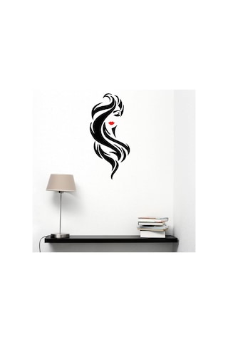 Uzun Saç Güzeli Kırmızı Dudaklar Duvar Çıkartmaları Pvc Oturma Odası Yatak Odası Veranda Dekorasyon Kendinden Yapışkanlı Boyama Şeffaf