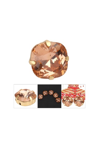 Padalink 12mm Şampanya Renkli Cam El Dikiş Taşları - Kalın Bakır Tabanlı, Dayanıklı, İki Delikli Gömlek/elbise/evlilik Aksesuarı 5 Adet/paket Şampanya