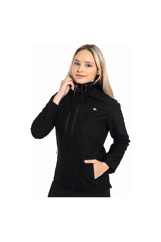 Crozwise Siyah Kadın Su Geçirmez Softshell Outdoor Mont / Ceket - 5037-10