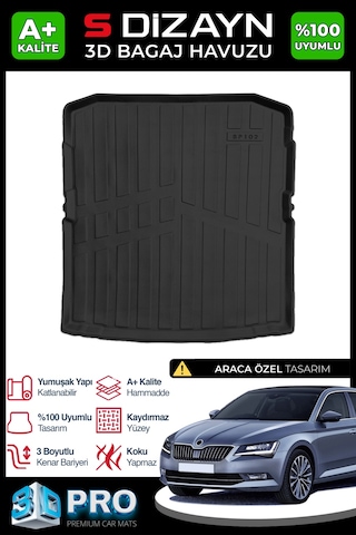 S-dizayn Skoda Superb 3d Pro Bagaj Havuzu 2015-2024 A+ Kalite