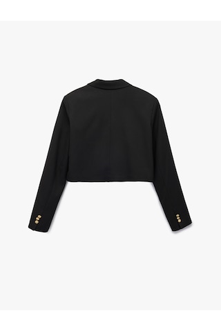Koton Uzun Kollu Kruvaze Düğmeli Crop Blazer Ceket Siyah 6sak50023pw Siyah