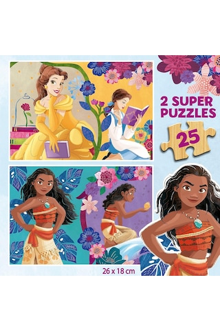 Educa 2x25 Parça Disney Prensesleri Kız Çocuk Ahşap Puzzle 3-5 Yaş 1 Adet