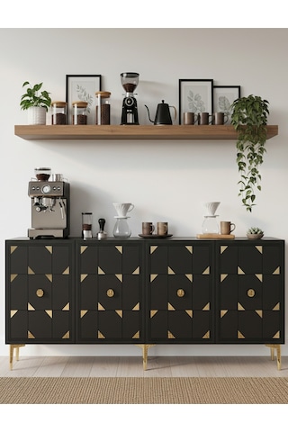 Ka1523ag Moka Konsol Ve Tv Sehpası Antrasit-gold 150cm