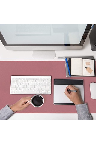 Geeksen Doğal Mantar Ve Pu Deri Masaltı Pedi - Su Geçirmez, Leke Tutmaz, 60x35cm Siyah