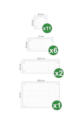 Modüler Organizer Set Takı Aksesuar Düzenleyici Çekmece İçi Makyaj Organizer Kristal 6'lı Açık Kahverengi