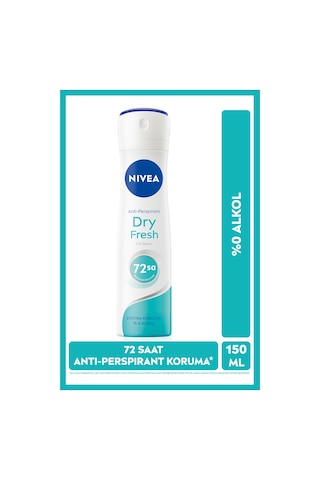 Kadın Sprey Deodorant Dry Fresh 150ml,72 Saat Terleme Ve Ter Kokusu Karşıtı, Alkolsüz,ekstra Kuruluk