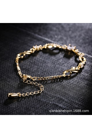 Vkemall Kadınlar İçin Altın Renkli Ayarlanabilir Zirkon Bileklik/ayak Bilekligi - Sonsuz Kalp Deseni, 3a Zirkon Taşları, 14k Altın Kaplama, Duyarlılık Düşük, Dayanıklı Gold