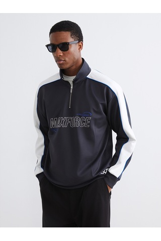 Lc Waikiki Lc Waıkıkı Antrasit Dik Yaka Baskılı Erkek Sweatshirt