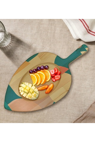 Bk Gift Modern Art Tasarımlı Yaprak Şeklinde Doğal Ahşap Servis Ve Sunum Tabağı Model 9